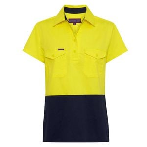 Green Hip Short Sleeve HiVis Shirt Yellow/Blue Size 18