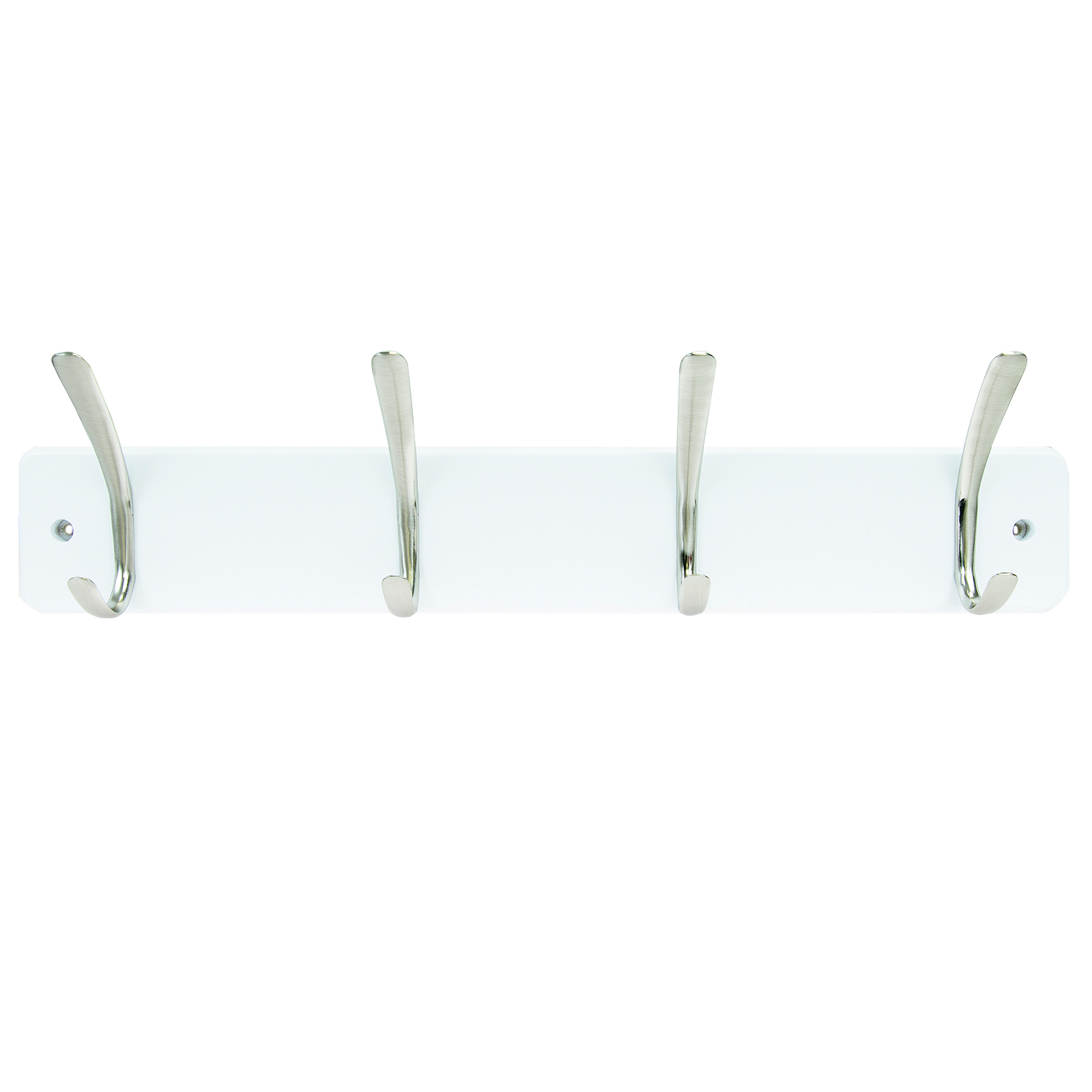 Mode Perma Products 4 Brushed Nickel Hooks White Board Hat And Coat Rack