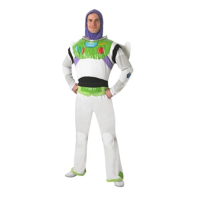 Buzz Lightyear Halloween Costume Adult Official Disney Pixar Deluxe Outfit with Snood and Wings, Extra large