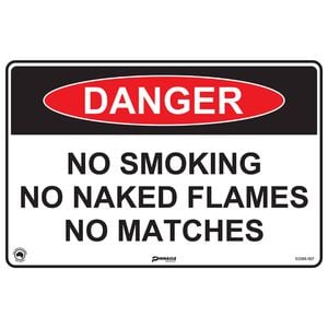 Pinnacle 300 x 200mm Metal Danger No Smoking / Naked Flames / Matches Sign