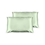 Casa Decor Luxury Satin Pillowcase Twin Pack with Gift Box Standard Sage