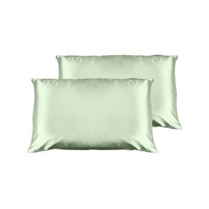 Casa Decor Luxury Satin Pillowcase Twin Pack with Gift Box Sage Standard