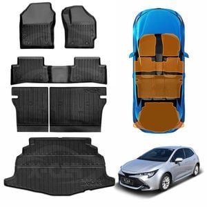 3D Floor Mats Boot Liner Set for Toyota Corolla Hatchback ZR Hybrid 2018-Onwards Cargo Kick Back Seat