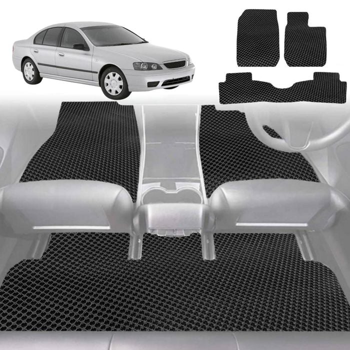 6D Diamond Car Floor Mats for Ford Falcon 2002-2008 BA BF-Full Set-Black-Outback GT