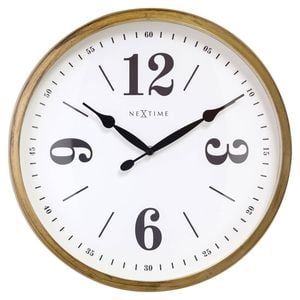 NeXtime Classic Silent Sweep Analogue 39cm Metal Wall Clock - Gold
