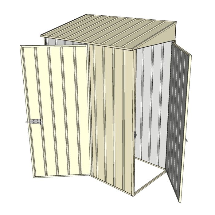 Build-a-Shed 0.8 x 1.5 x 2m Skillion Single Hinged Door Shed with Single Hinged Side Door - Cream