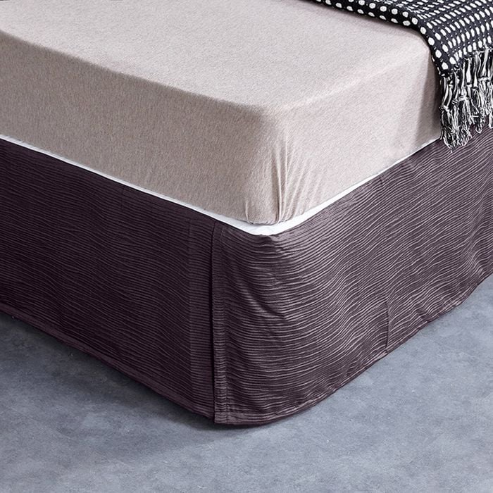 CottonMore Bed Skirt Valance Corrugated Seersucker Pattern Purple - King