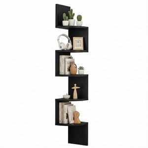 Artiss Wall Shelf Bookshelf Floating Corner 5-Tier Black