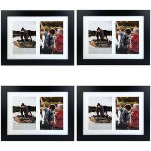 4PK Frankie & Me Wooden Collage 5x7'' Double Picture Frame Home Decor Black