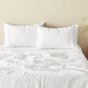 Natural Home 100% European Flax Linen White Standard Pillowcase Twin Pack