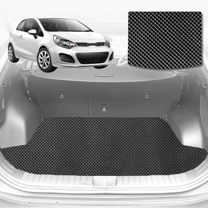 6D Diamond Car Boot Mat for Kia Rio (UB)2012-2016-Sedan-Cargo Mat-Black-Outback GT