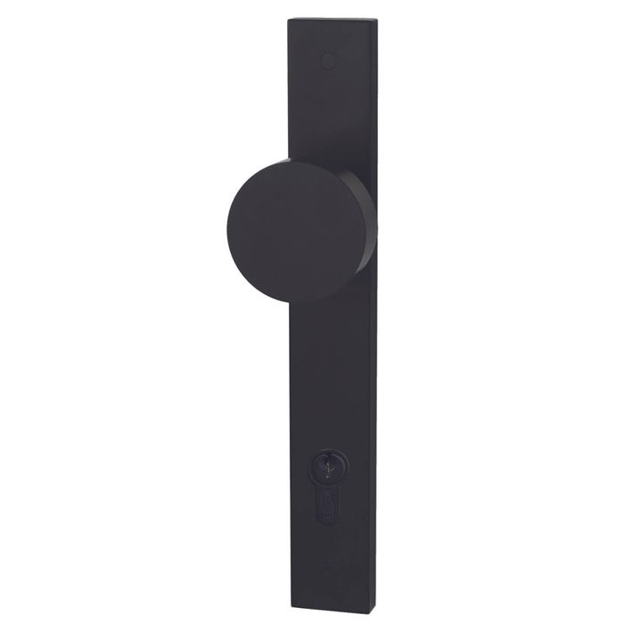 Builders Choice 225mm Matt Black Long Plate Flat Face Knob Entrance Set 