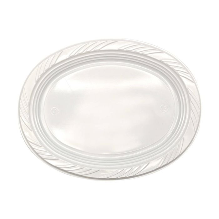 10x 50pc Partyware Reusable Oval Plates Set Tableware 230mm White