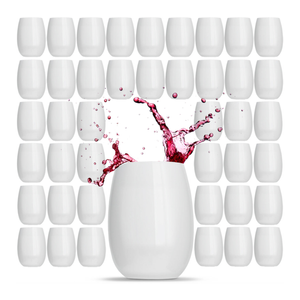 Rowdy Crowd Wine White Tumblers Bulk Party 108 Pack 425ml - Unbreakable Tritan Plastic Stemless Dishwasher Safe