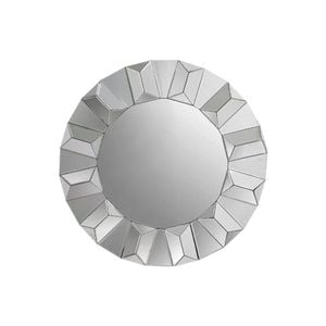 Geometric Round Wall Mirror with Elegant Frame on MDF Construction