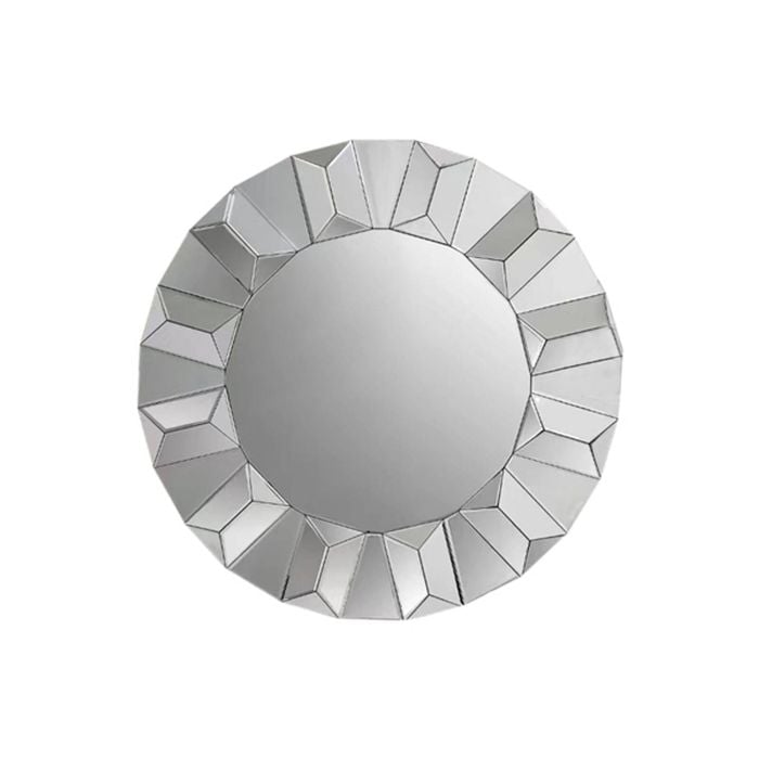 Geometric Round Wall Mirror with Elegant Frame on MDF Construction