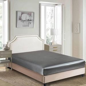 2000TC Silk Satin, Super King Fitted Sheet, Gray, 1-Piece