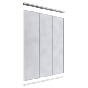 Lugna 2400 x 1800mm Clear Anodised Mirror Wardrobe Triple Sliding Doors