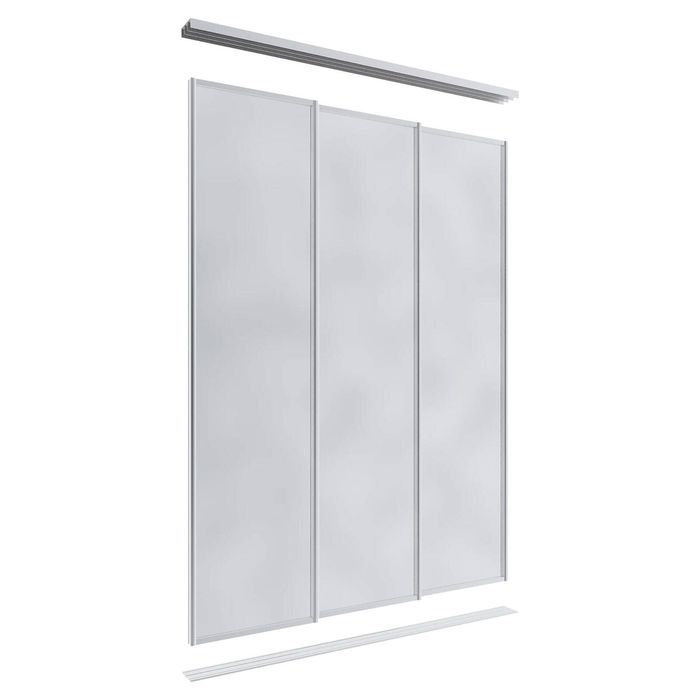 Lugna 2400 x 1800mm Clear Anodised Mirror Wardrobe Triple Sliding Doors