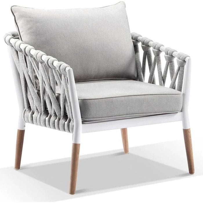 Outdoor Silas Rope Arm Chair - Ivory Aluminium