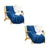 SOGA 2X Royal Blue Diamond Knitted Throw Blankets