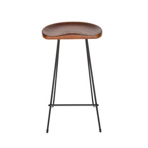 Sk Designer Living | Berny Industrial Stool | 66cm - Walnut & Black