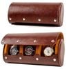 Catzon Watch Travel Case Leather Portable Roll Organizer-brown3slot