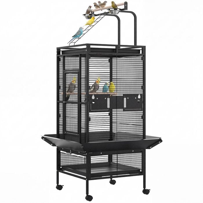 Advwin Bird Cage  153CM 2 Perches Aviary Parrot Budgie Playtop Slide Tray Wheels