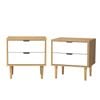 Oikiture Bedside Tables Set of 2 Side Table Nightstand Storage Cabinet Wood