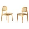 Levede 2Pcs Dinning Chair Solid Wood Fabric Seat in Natrual Colour