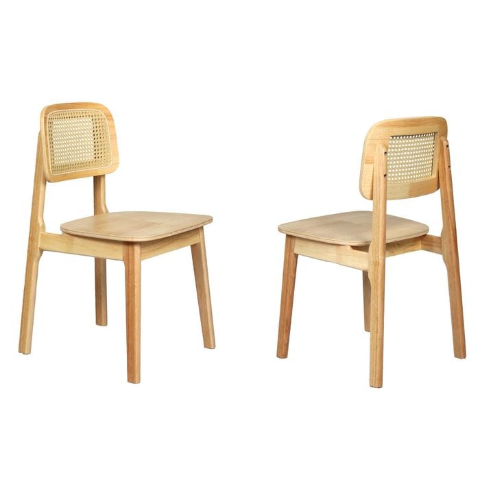 Levede 2Pcs Dinning Chair Solid Wood Fabric Seat in Natrual Colour