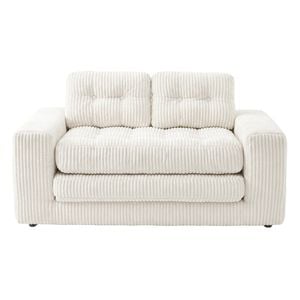 Ufurniture 142cm Convertible 2 Seater Sofa Bed w/ 2 Pillow Boneless Corduroy Loveseat Floor Sleeper Sofa Beige