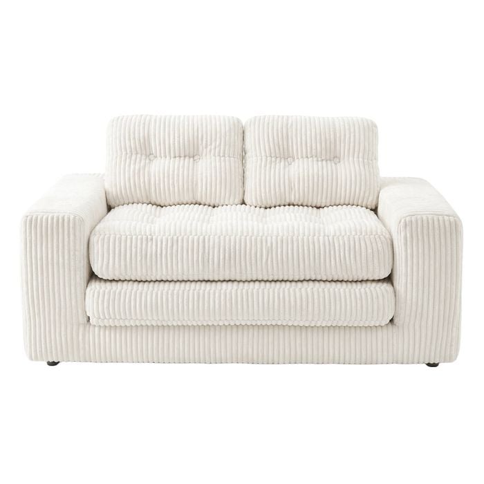 Ufurniture 142cm Convertible 2 Seater Sofa Bed w/ 2 Pillow Boneless Corduroy Loveseat Floor Sleeper Sofa Beige
