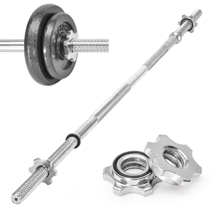 Alston 1.5m Straight Barbell Rod 25mm Standard Steel Weightlifting Bar Non-slip Knurled Handle