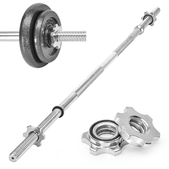 Alston 1.5m Straight Barbell Rod 25mm Standard Steel Weightlifting Bar Non-slip Knurled Handle