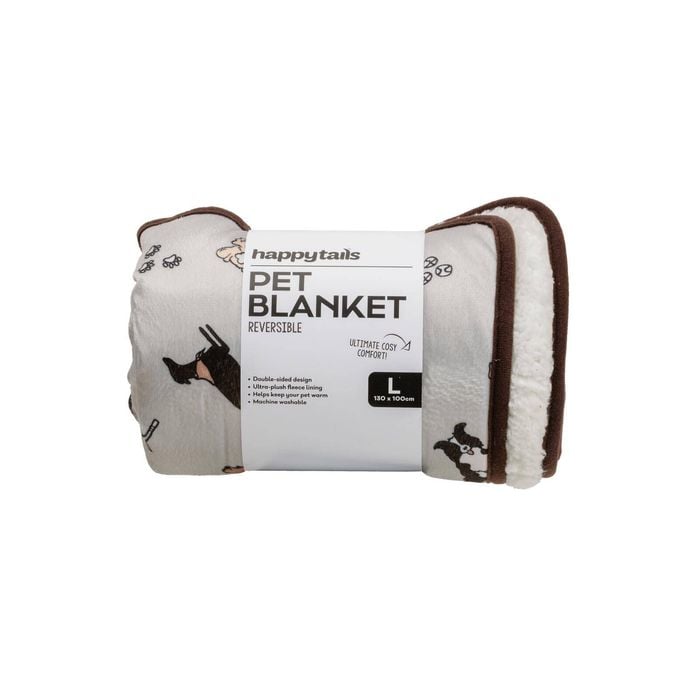 Happy Tails Dog Print Reversible Pet Blanket