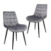 Bribrion Dining Chairs Set Of 2 Grid Quilted Square Tufted Grey