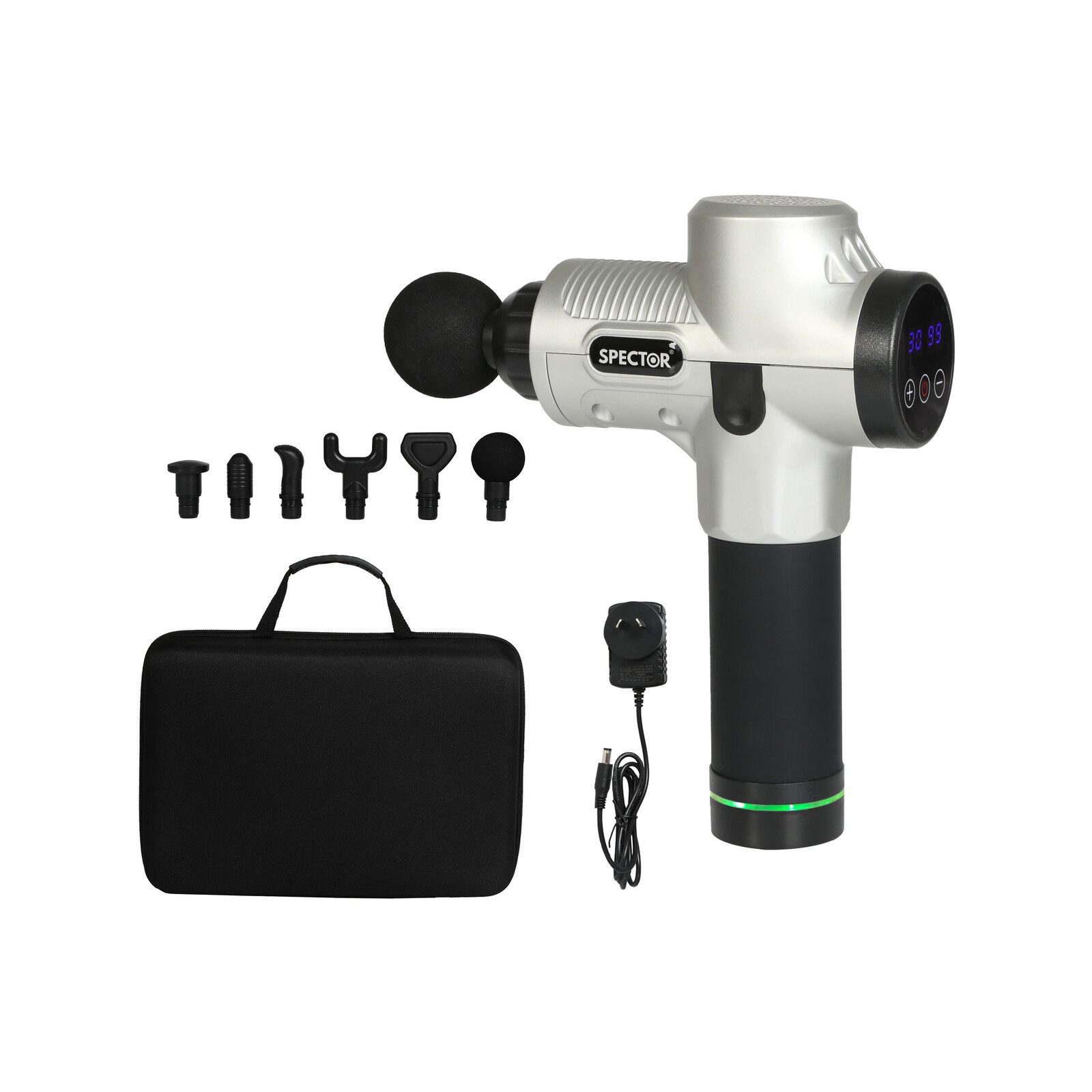 Spector Massage Gun Electric 6 Heads Vibration Massager Lcd Deep Muscle Relief Bunnings Australia