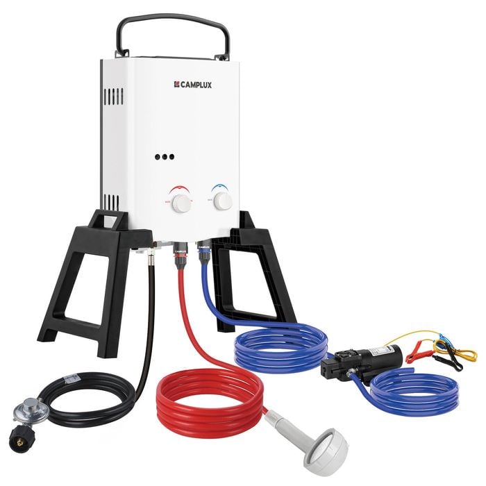 CAMPLUX 5L Portable Propane Water Systerm Outdoor Gas Shower Pump Stand  Kit
