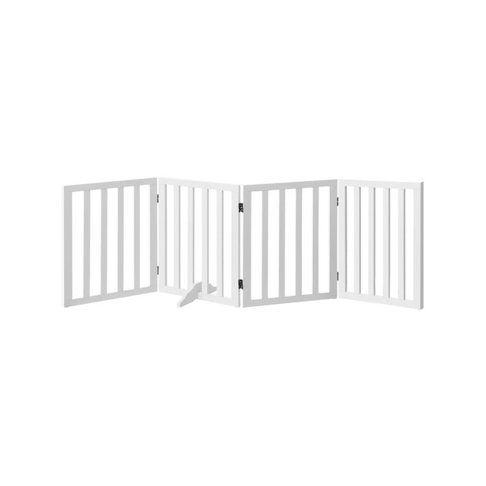 Alopet 4 Panels Wooden Pet Gate Dog Fence Safety Stair Barrier Security Door