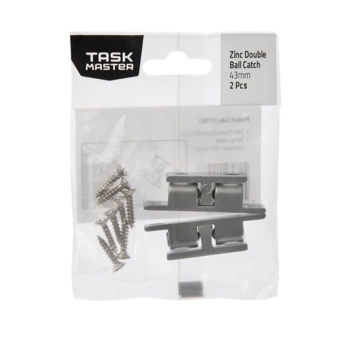 Taskmaster 43mm Zinc Double Ball Catch - 2 Pack