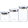 Argon Tableware Glass Storage Jar Set - Silver Lids - Modern Round Scandi Organisation Container Glass Jar - 3 Sizes