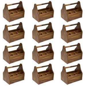 Moda Artisan Acacia Wood Cutlery Caddy Set Of 12