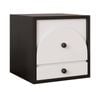 Bellos Living Faux Leather Bedside Table in Black and White