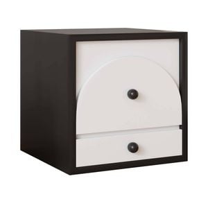 Bellos Living Faux Leather Bedside Table in Black and White