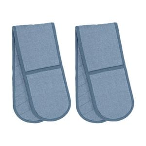 2x Eco Ladelle Cotton Fabric Durable Double Oven Mitt Cookware Blue