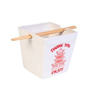 Noodle Bowl W/Chopsticks Takeaway Contemporary White Ceramic Dinnerware