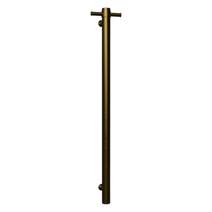 Hotwire 900mm Gold Single Vertical Round Slimline Heated Towel Rail
