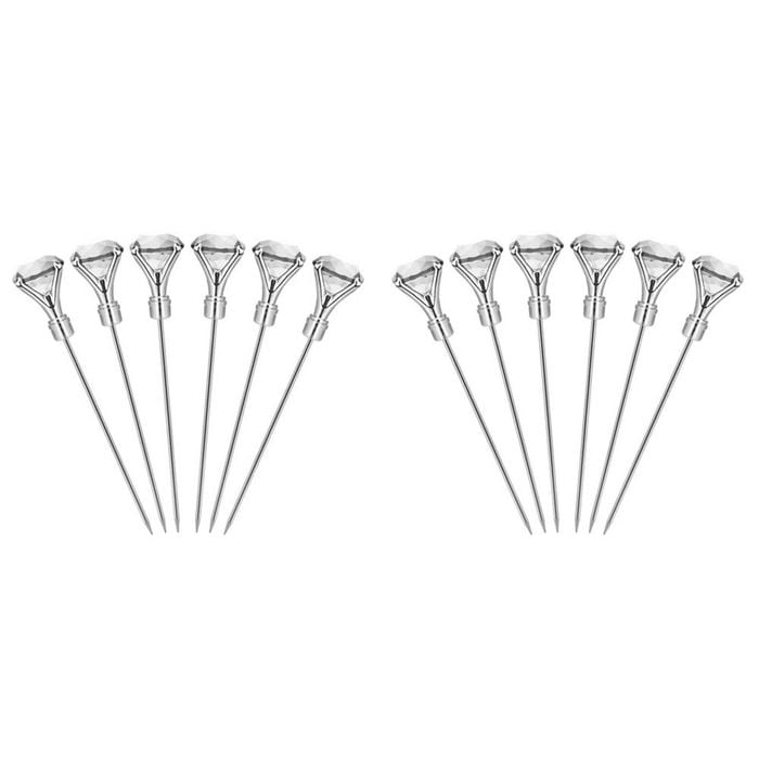 12pc Final Touch Reusable Diamond Cocktail Picks 21cm - Clear