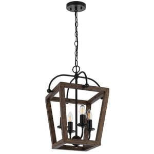 Telbix Lacota Modern Pendant Hanging Lamp Light Metal Wood Black Walnut Matte Wood Tones
